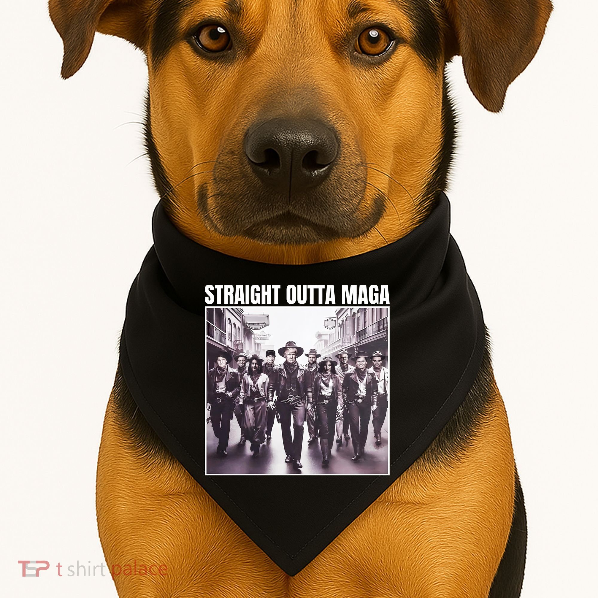 Straight Outta Maga Funny Trump 2024 USA-Made Doggie Bandana