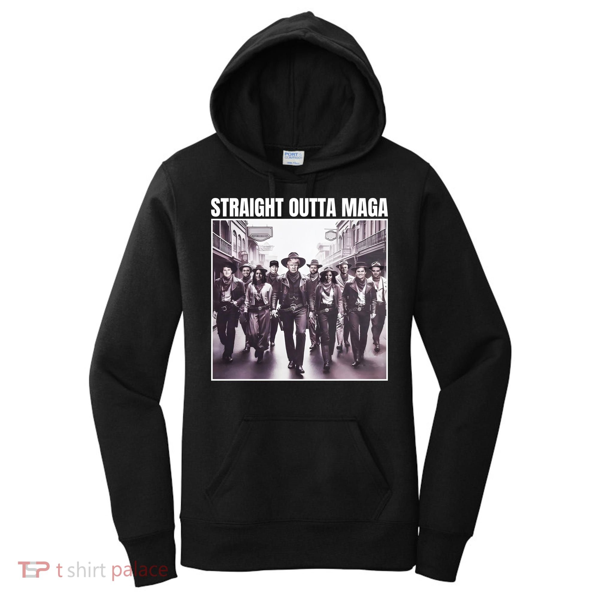 Straight Outta Maga Funny Trump 2024 Women's Hoodie