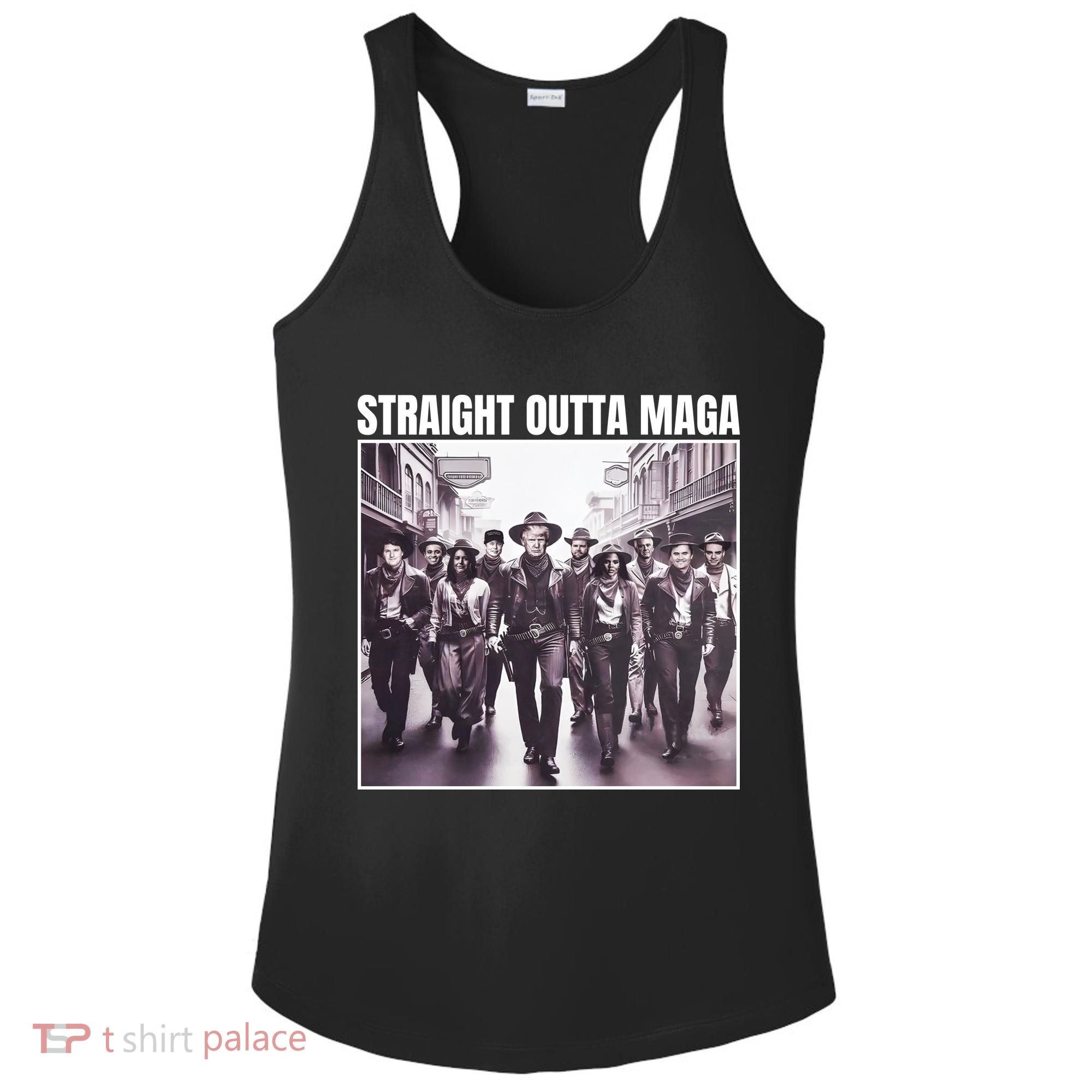 Straight Outta Maga Funny Trump 2024 Ladies PosiCharge Competitor Racerback Tank