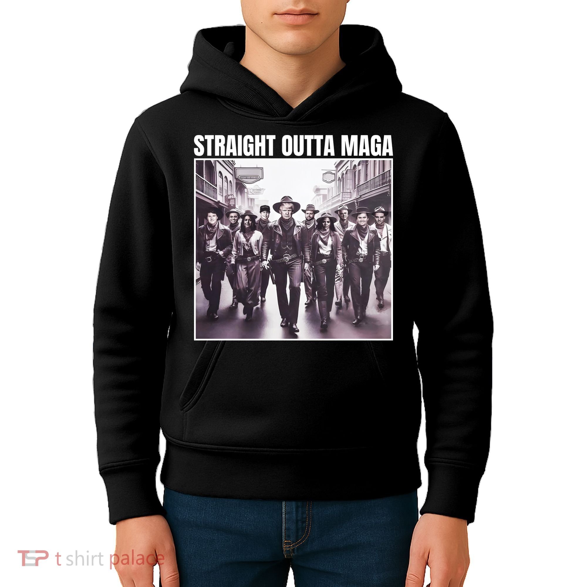 Straight Outta Maga Funny Trump 2024 Kids Hoodie