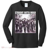 Straight Outta Maga Funny Trump 2024 Kids Long Sleeve Shirt thumb 0