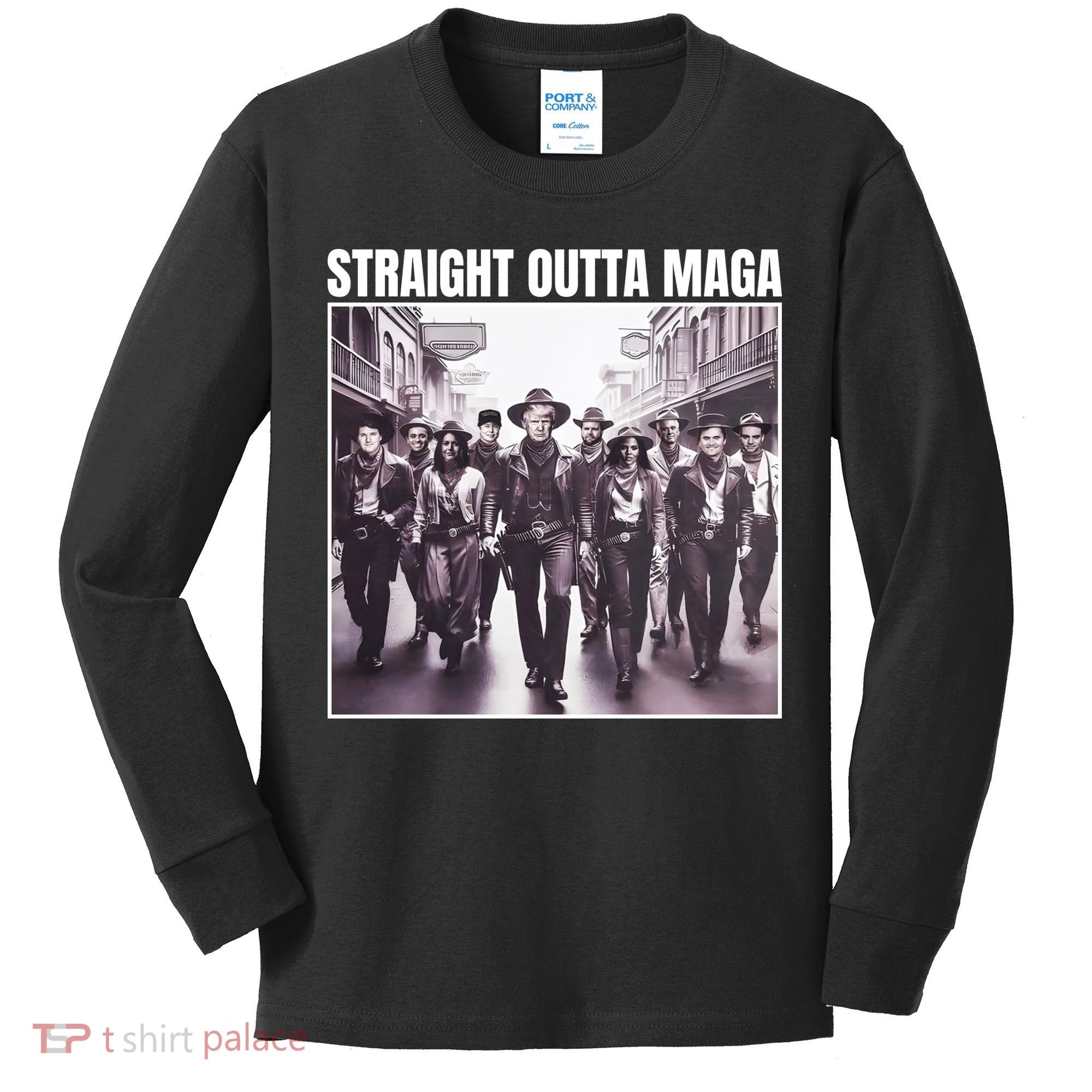 Straight Outta Maga Funny Trump 2024 Kids Long Sleeve Shirt