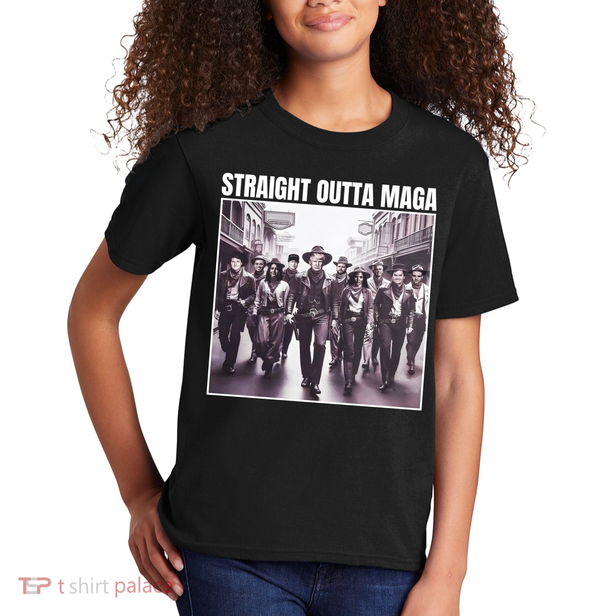 Straight Outta Maga Funny Trump 2024 Kids T-Shirt