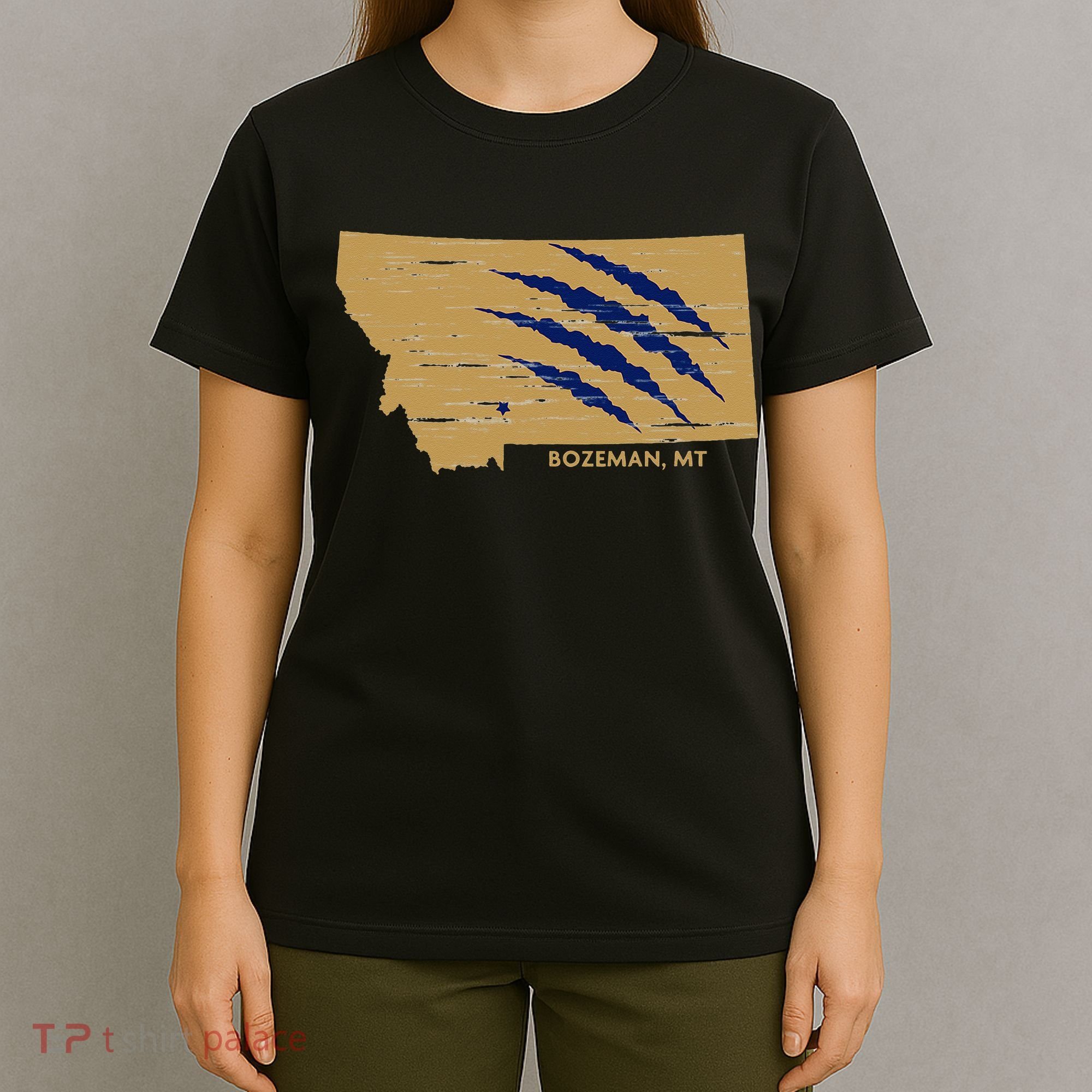 State Of Montana Wild Animal Bobcat Bear Big Cat Scratch T-Shirt