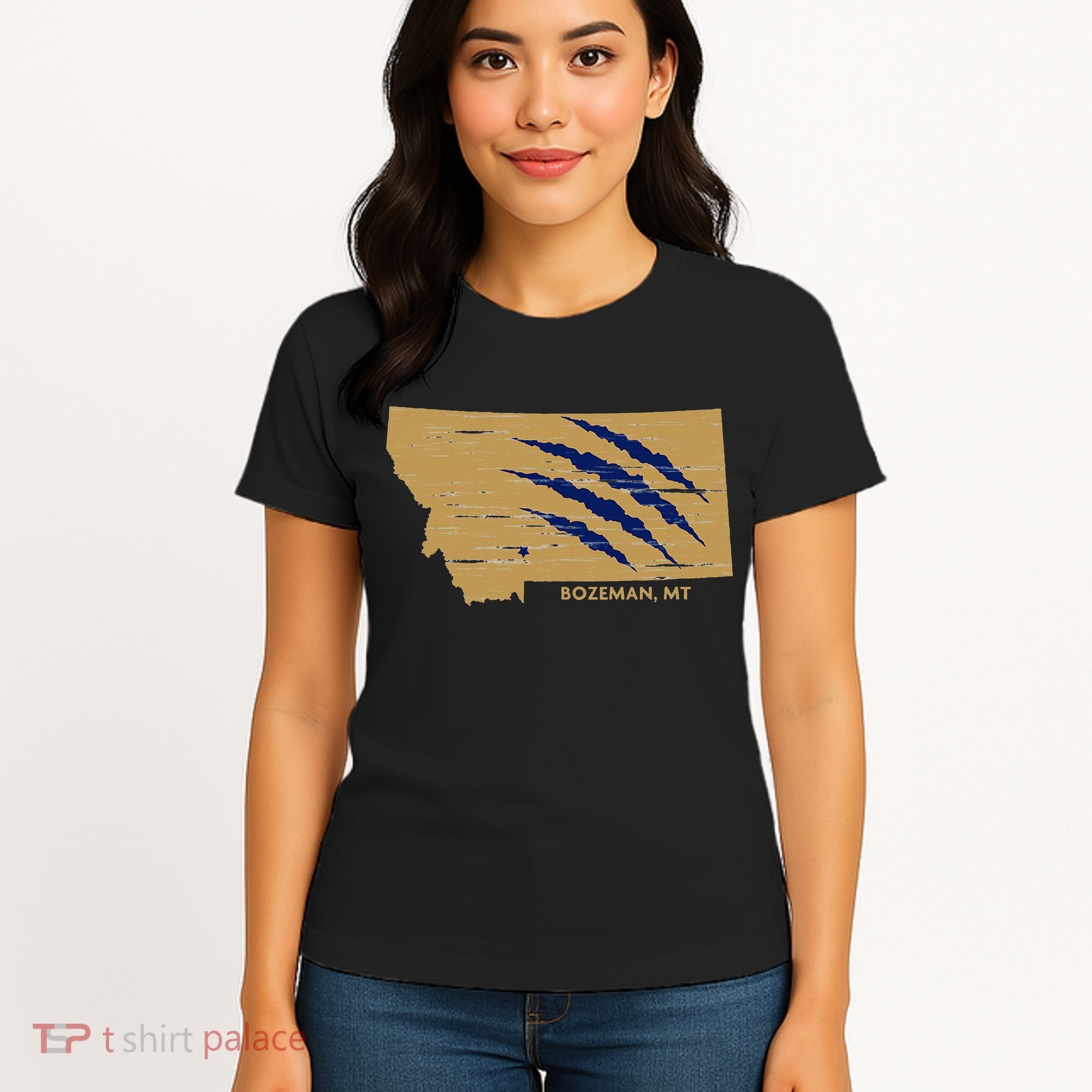 State Of Montana Wild Animal Bobcat Bear Big Cat Scratch Women's T-Shirt