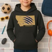 State Of Montana Wild Animal Bobcat Bear Big Cat Scratch Kids Hoodie thumb 2