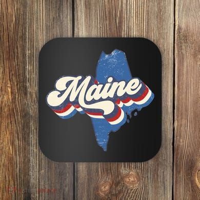 State Of Maine Retro Logo Coaster