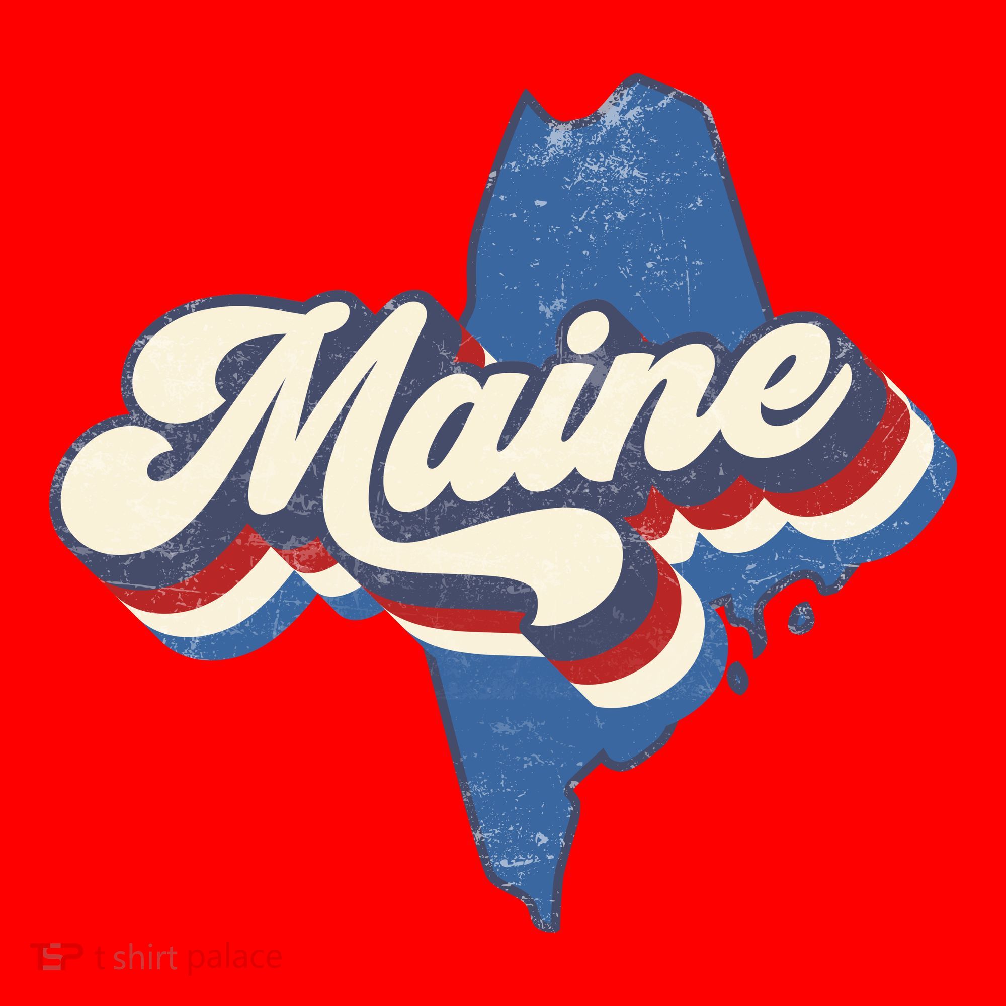 State Of Maine Retro Logo Santa Hat