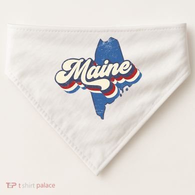 State Of Maine Retro Logo USA-Made Doggie Bandana