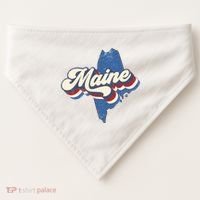 State Of Maine Retro Logo USA-Made Doggie Bandana thumb 0