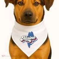 State Of Maine Retro Logo USA-Made Doggie Bandana thumb 1