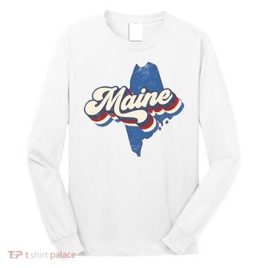 State Of Maine Retro Logo Long Sleeve Shirt