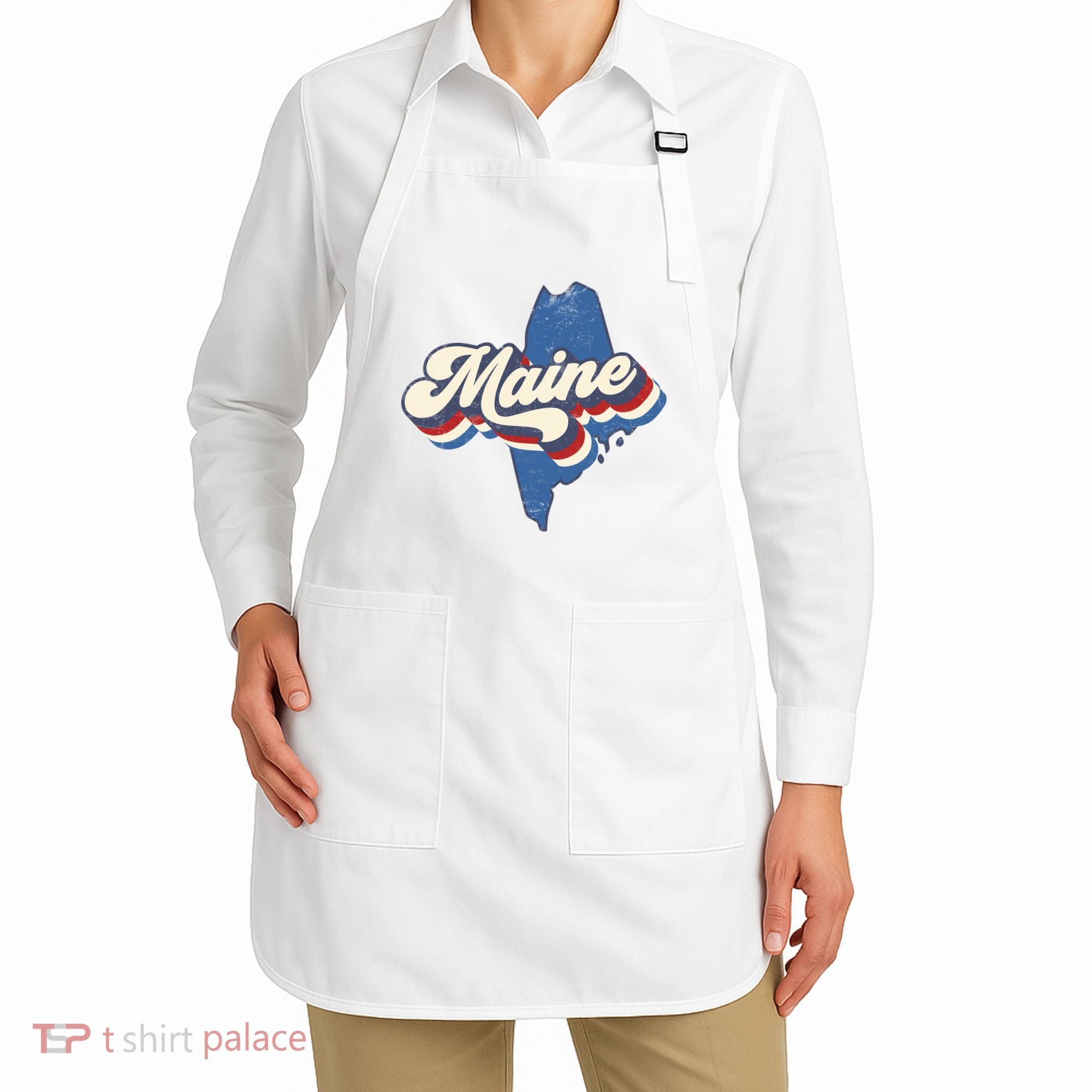 State Of Maine Retro Logo Apron