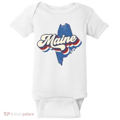 State Of Maine Retro Logo Baby Bodysuit