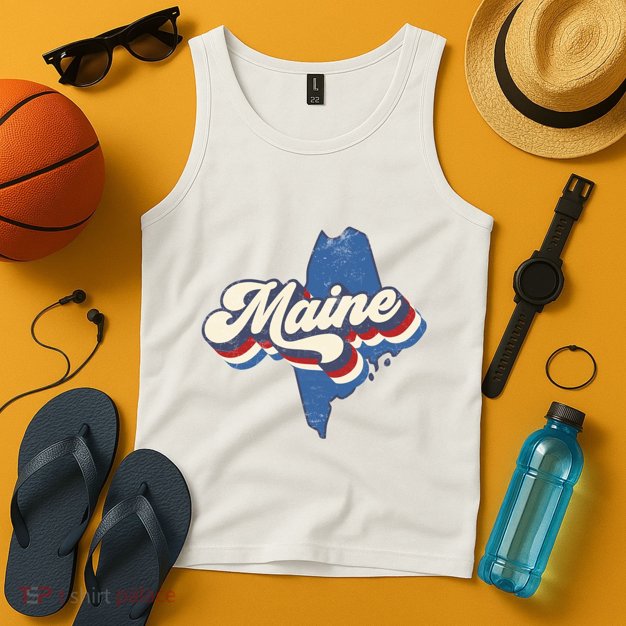 State Of Maine Retro Logo Tank Top
