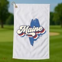 State Of Maine Retro Logo Golf Towel thumb 1