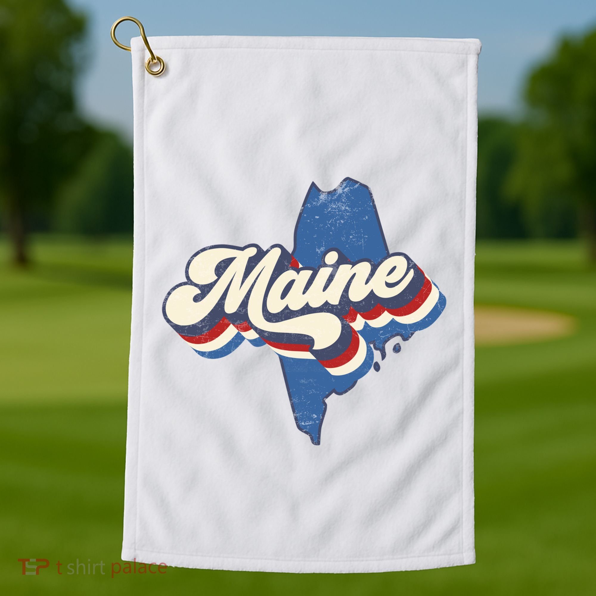 State Of Maine Retro Logo Golf Towel