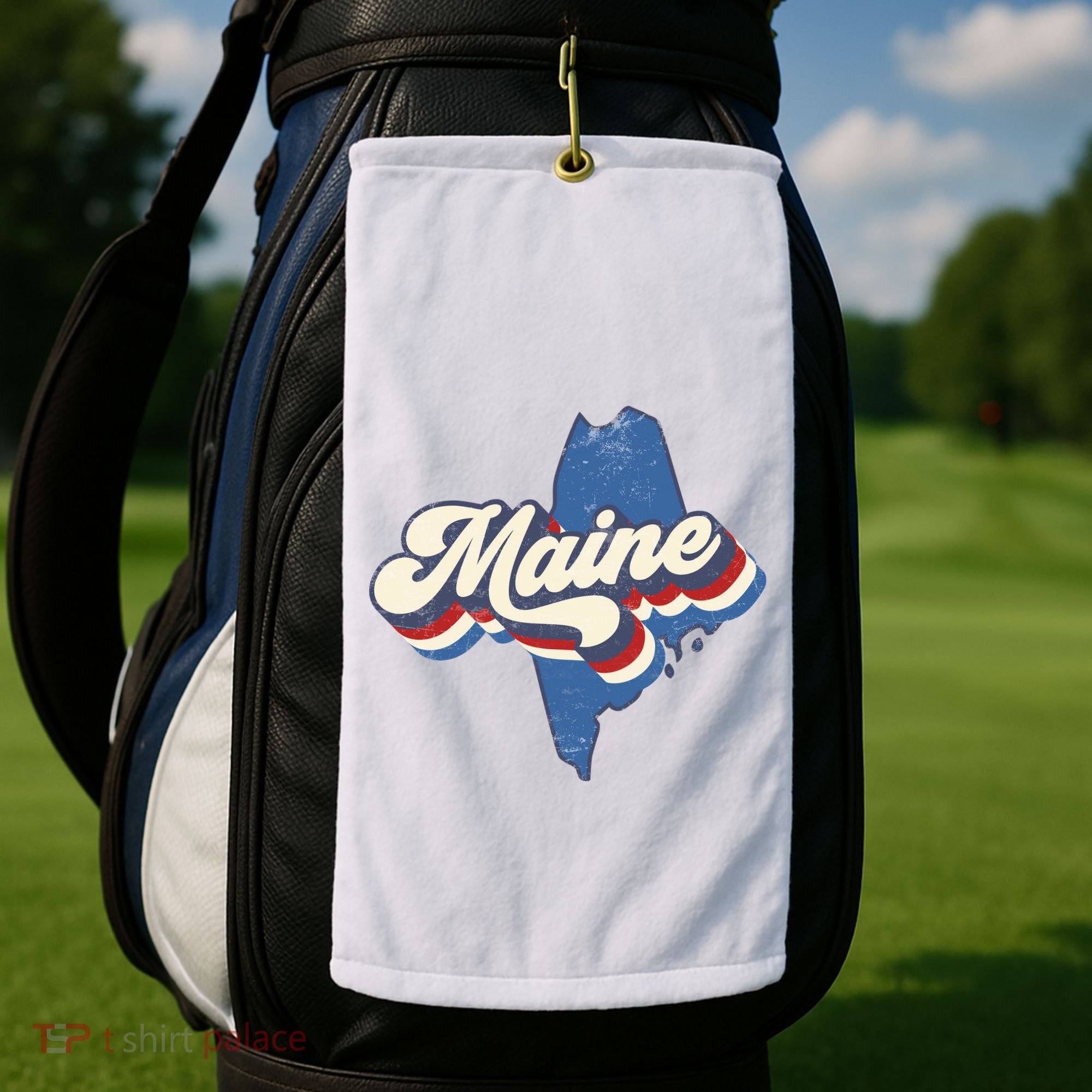 State Of Maine Retro Logo Golf Towel