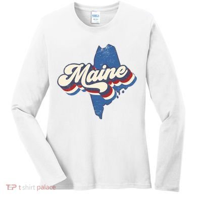 State Of Maine Retro Logo Women's Long Sleeve Shirt