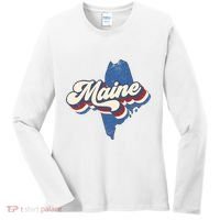 State Of Maine Retro Logo Women's Long Sleeve Shirt thumb 0