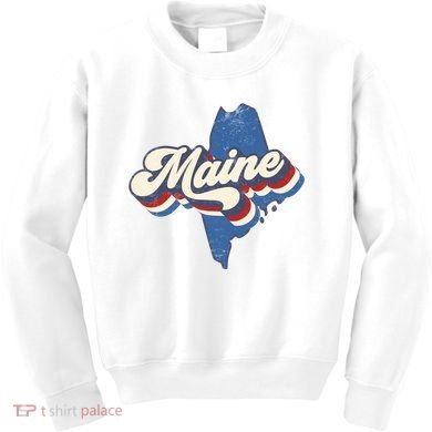 State Of Maine Retro Logo Kids Sweatshirt