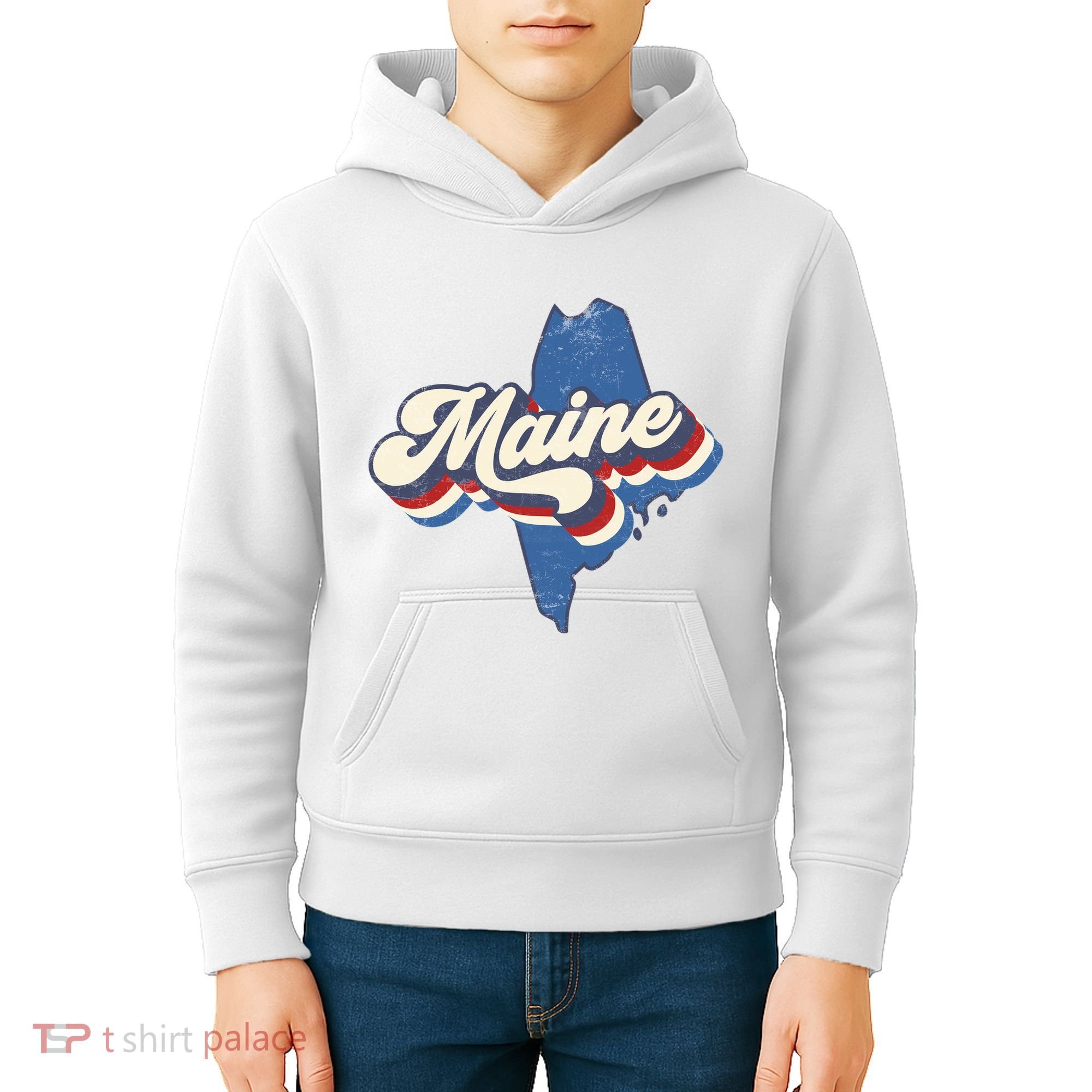State Of Maine Retro Logo Kids Hoodie
