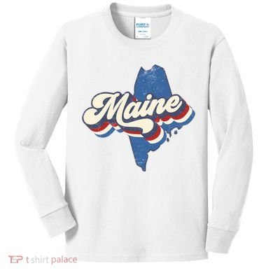 State Of Maine Retro Logo Kids Long Sleeve Shirt