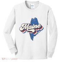 State Of Maine Retro Logo Kids Long Sleeve Shirt thumb 0