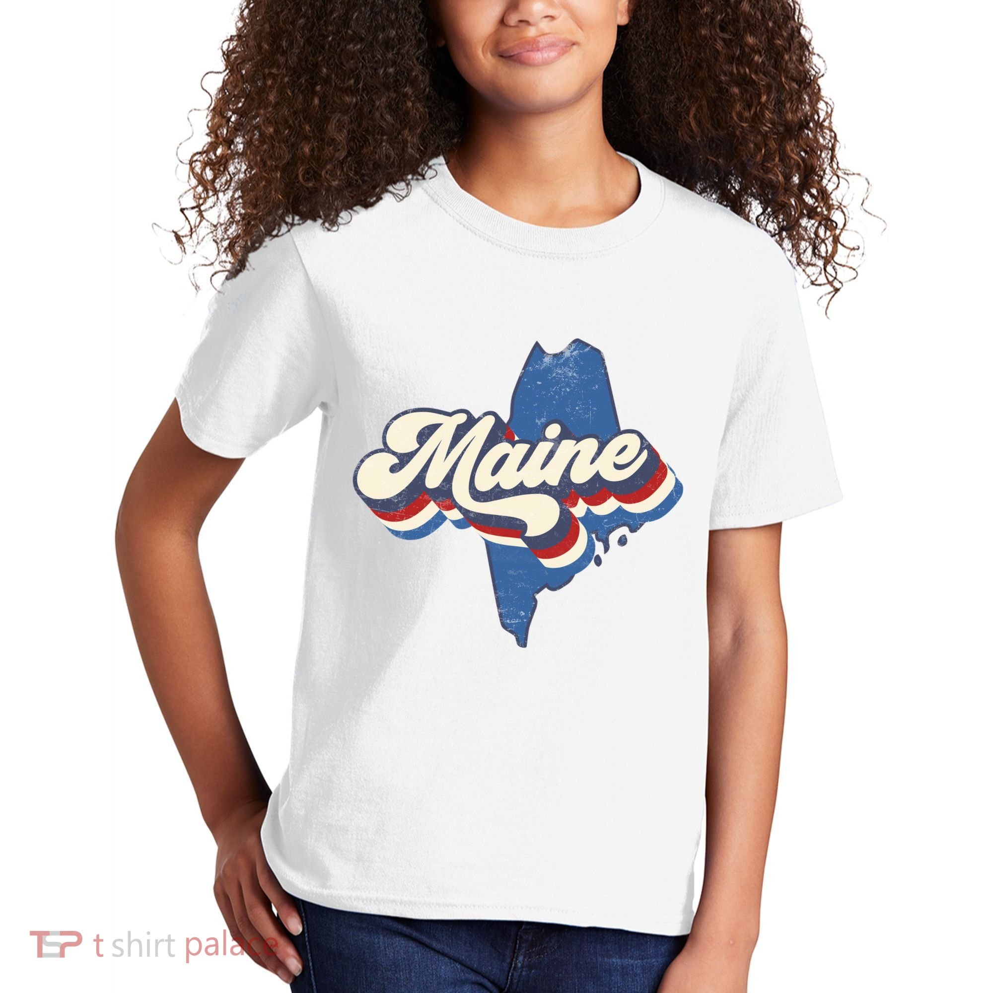 State Of Maine Retro Logo Kids T-Shirt
