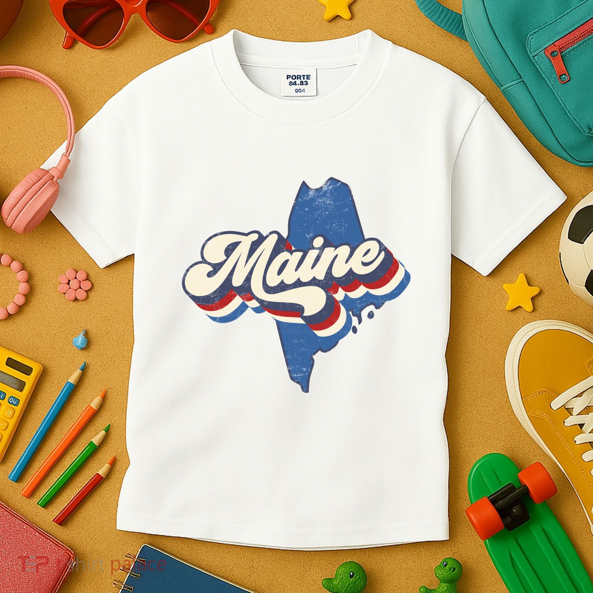 State Of Maine Retro Logo Kids T-Shirt