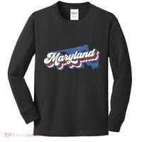 State Of Maryland Retro Logo Kids Long Sleeve Shirt thumb 0