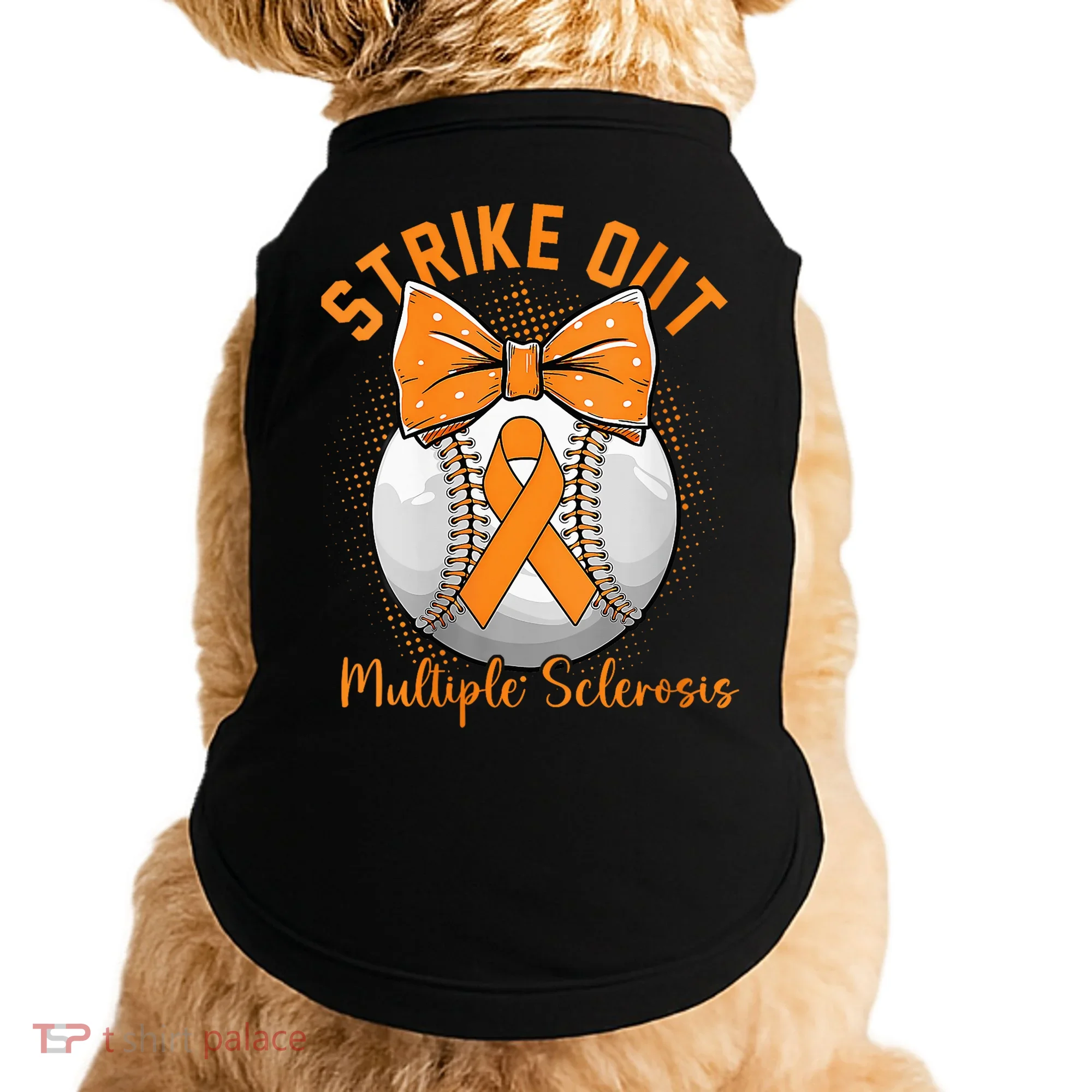 Strike Out Multiple Sclerosis Awareness Orange Ribbon Doggie Tank