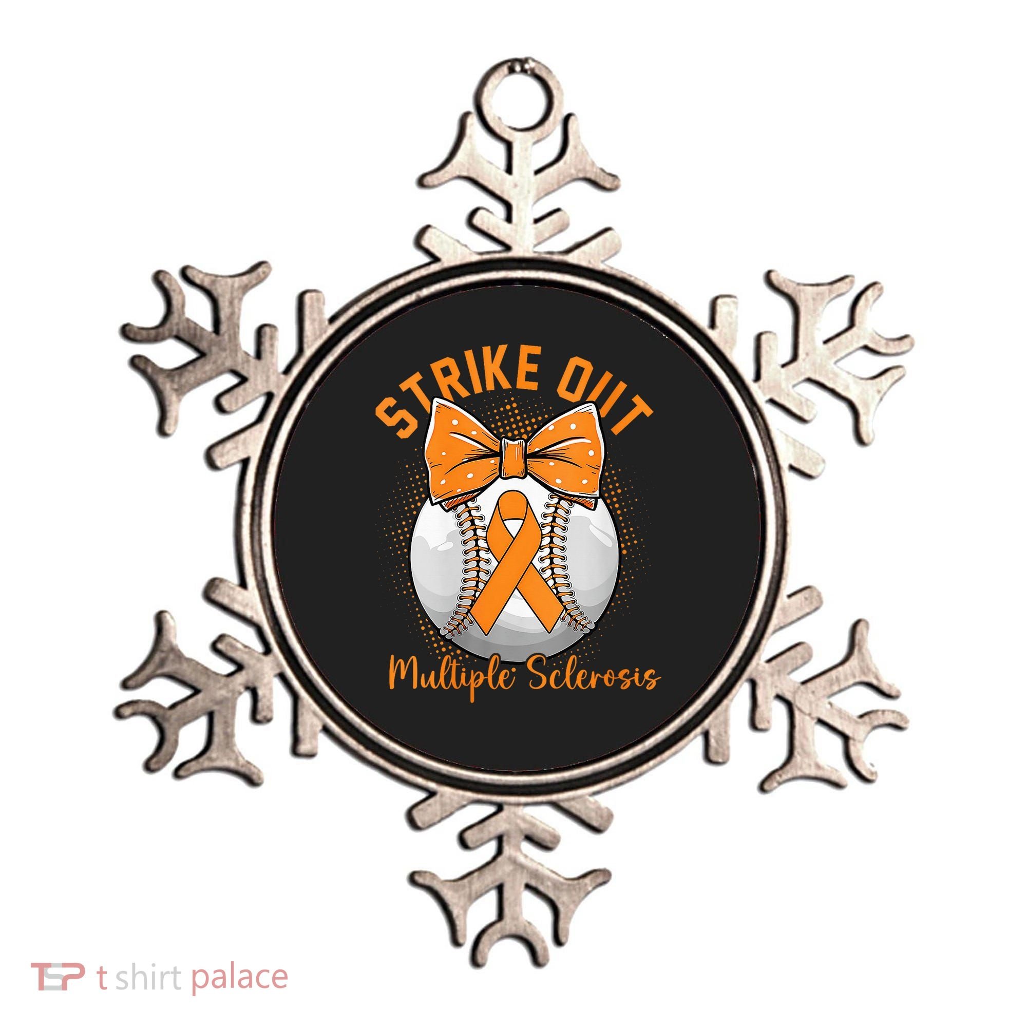 Strike Out Multiple Sclerosis Awareness Orange Ribbon Ornament