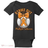 Strike Out Multiple Sclerosis Awareness Orange Ribbon Baby Bodysuit thumb 0