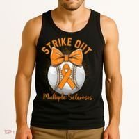 Strike Out Multiple Sclerosis Awareness Orange Ribbon Tank Top thumb 3