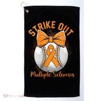 Strike Out Multiple Sclerosis Awareness Orange Ribbon Golf Towel thumb 0