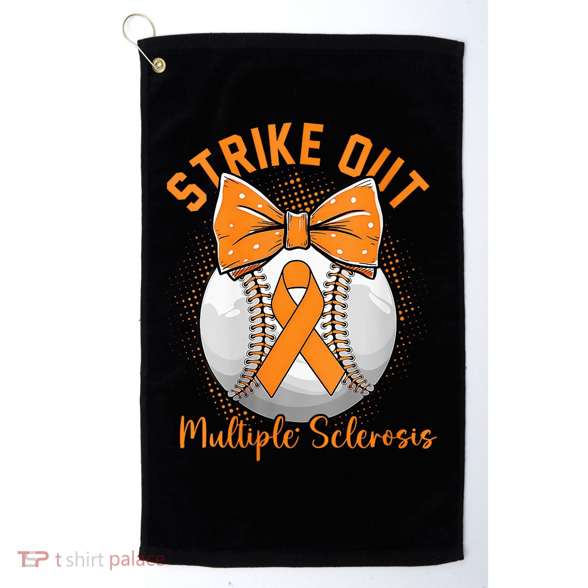 Strike Out Multiple Sclerosis Awareness Orange Ribbon Golf Towel