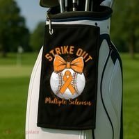 Strike Out Multiple Sclerosis Awareness Orange Ribbon Golf Towel thumb 2