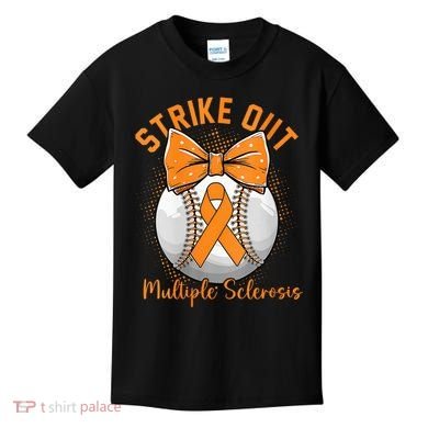 Strike Out Multiple Sclerosis Awareness Orange Ribbon Kids T-Shirt