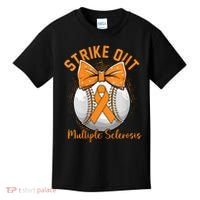 Strike Out Multiple Sclerosis Awareness Orange Ribbon Kids T-Shirt thumb 0