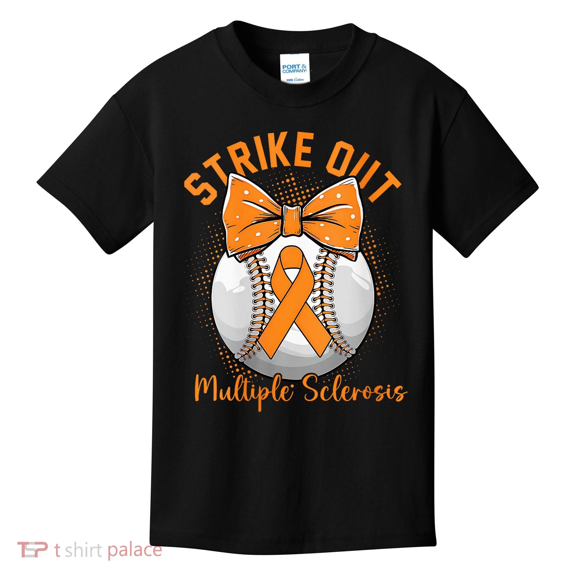 Strike Out Multiple Sclerosis Awareness Orange Ribbon Kids T-Shirt