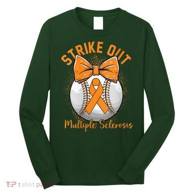 Strike Out Multiple Sclerosis Awareness Orange Ribbon Long Sleeve Shirt