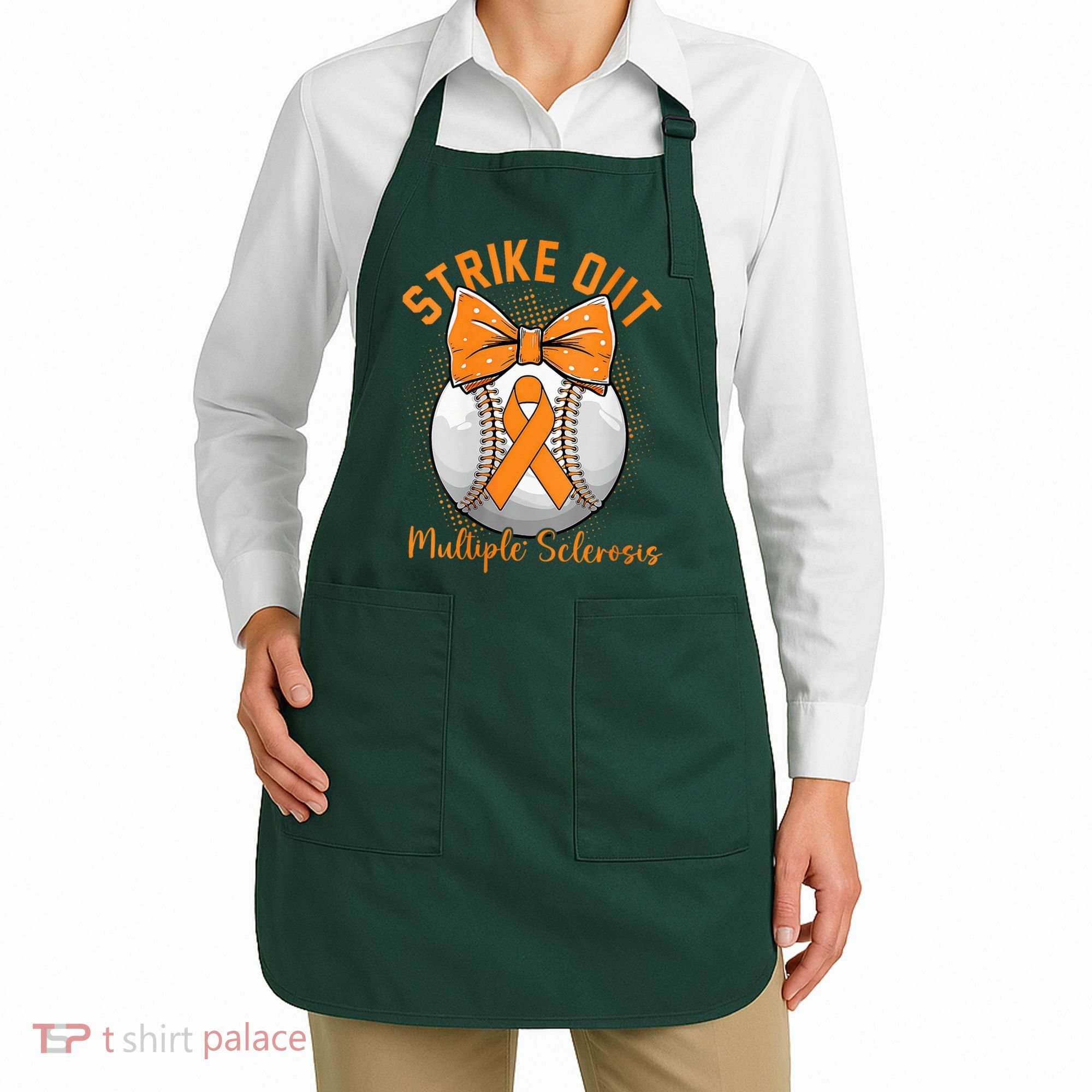 Strike Out Multiple Sclerosis Awareness Orange Ribbon Apron