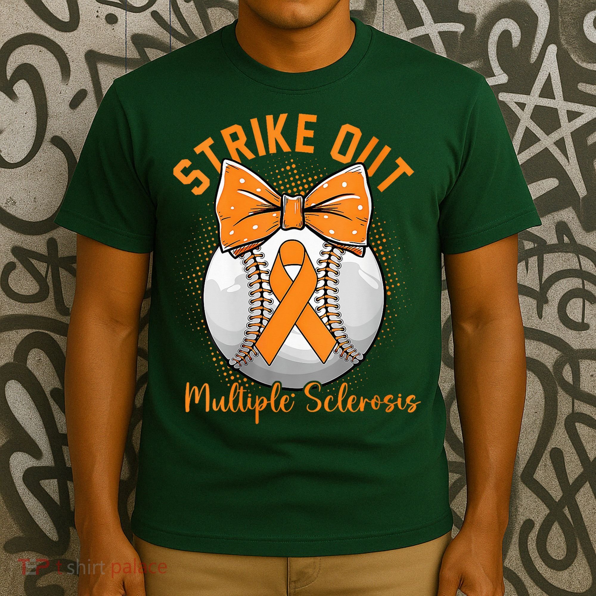 Strike Out Multiple Sclerosis Awareness Orange Ribbon T-Shirt