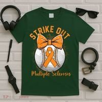 Strike Out Multiple Sclerosis Awareness Orange Ribbon T-Shirt thumb 5