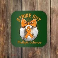 Strike Out Multiple Sclerosis Awareness Orange Ribbon Coaster thumb 0