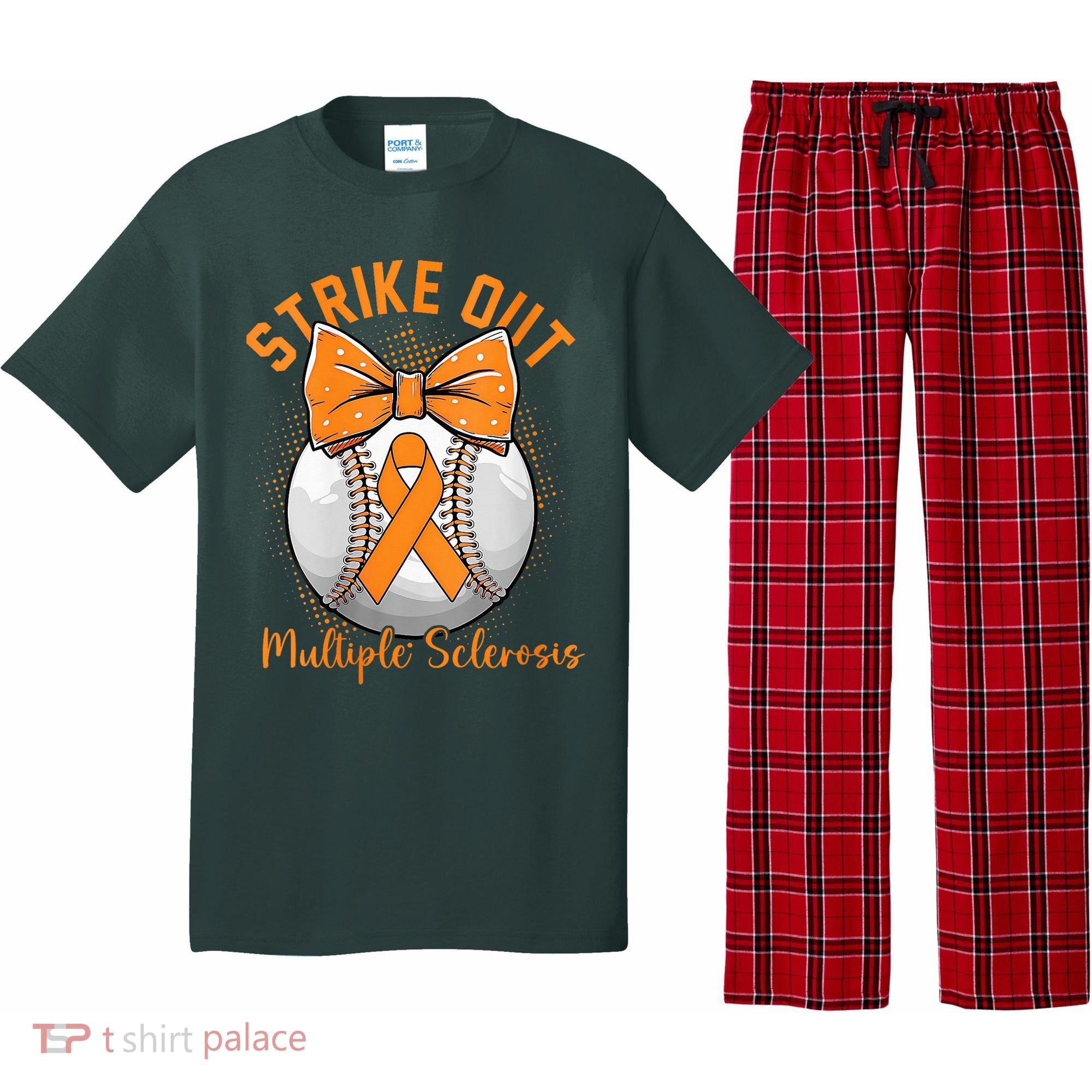 Strike Out Multiple Sclerosis Awareness Orange Ribbon Pajama Set