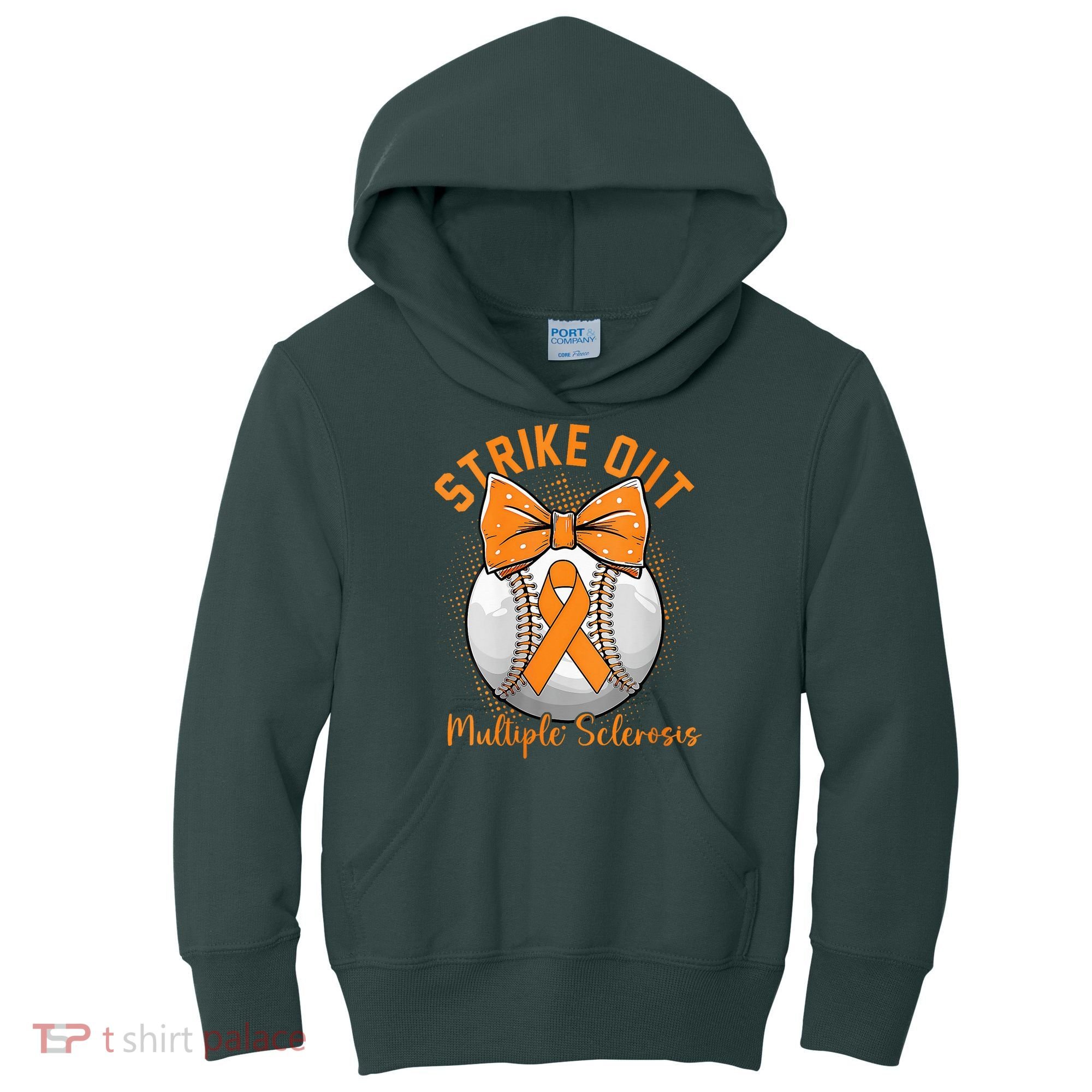 Strike Out Multiple Sclerosis Awareness Orange Ribbon Kids Hoodie