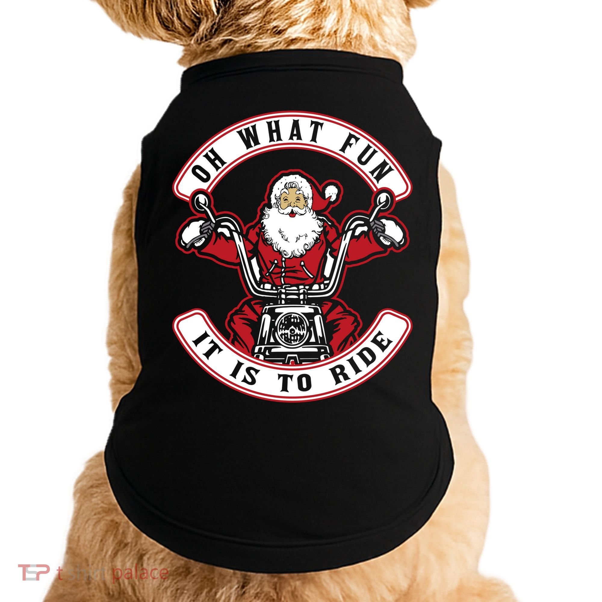 Santa On Motorcycle Funny Christmas Gift Doggie Tank