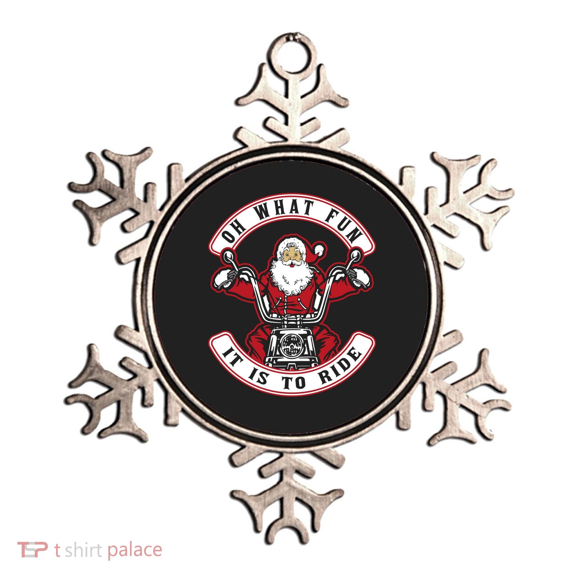 Santa On Motorcycle Funny Christmas Gift Ornament